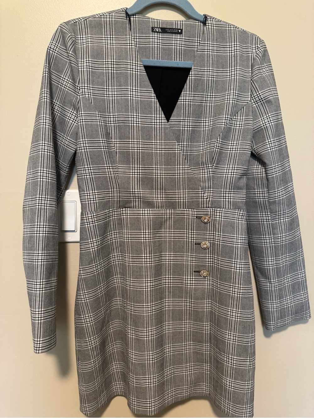Zara Gray Plaid Tailored Blazer Dress - Picture 3 of 3